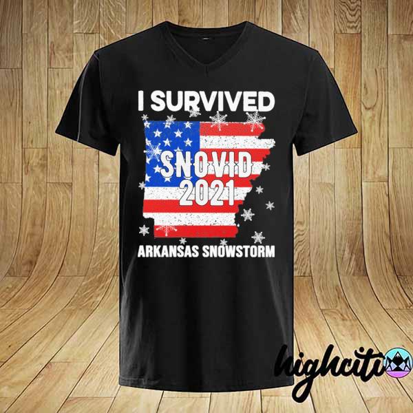 I Survived Snovid-2021 Arkansas Snowstorm American Flag Shirt