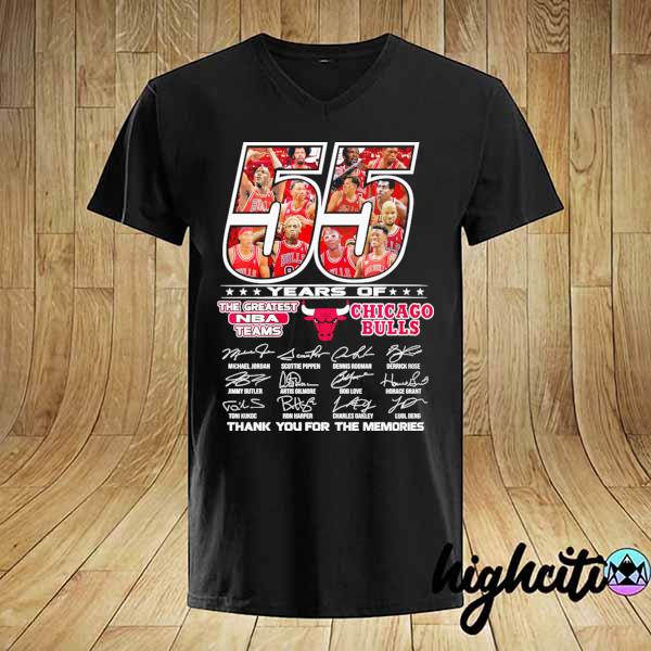 Official 55 Years Of The Greatest NBA teams CHicago Bulls Signatures Thank You For The Memories Shirt