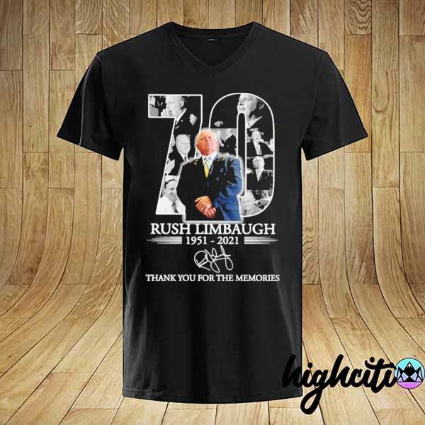 Official 70 Rush Limbaugh 1951 - 2021 Signature Thank For The Memories Shirt