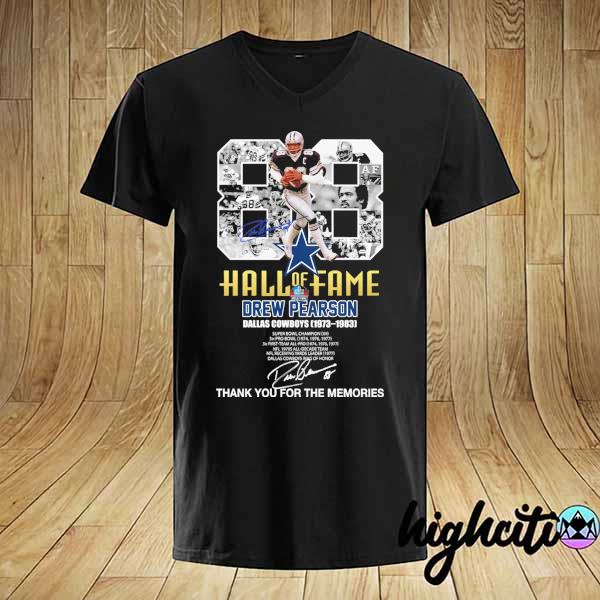 Official 88 Hall Of Fame Drew Pearson Dallas Cowboys 1973 - 1983 Signature Thank You For The Memories Shirt