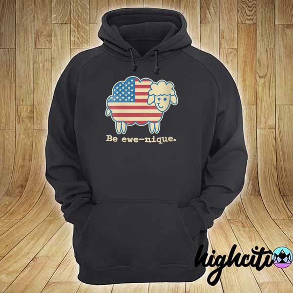 Be EweNique Sheep Vintage American Flag Patriotic hoodie