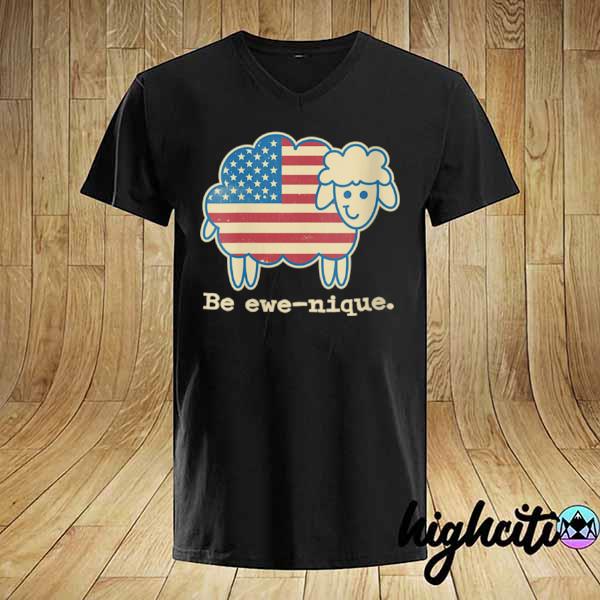 Be EweNique Sheep Vintage American Flag Patriotic shirt