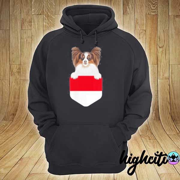 Indonesia flag papillon dog in pocket s hoodie