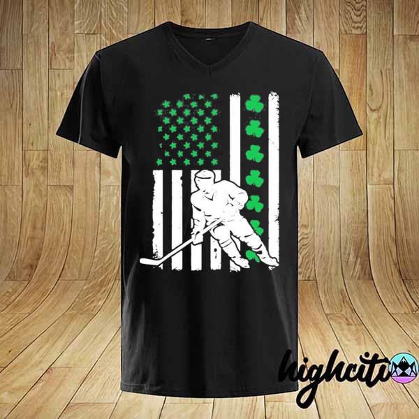 Irish American Flag Lucky Hockey St. Patrick’s Day Shirt