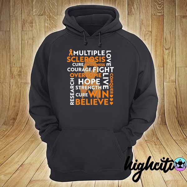 Multiple sclerosis awareness hope love believe– ribbon heart ms awareness month gifts s hoodie