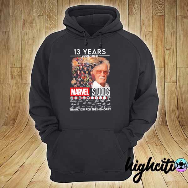 Official 13 years 2008 2021 Marvel Studios thank you for the memories signatures s hoodie