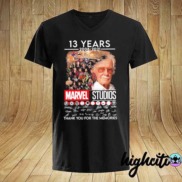 Official 13 years 2008 2021 Marvel Studios thank you for the memories signatures shirt