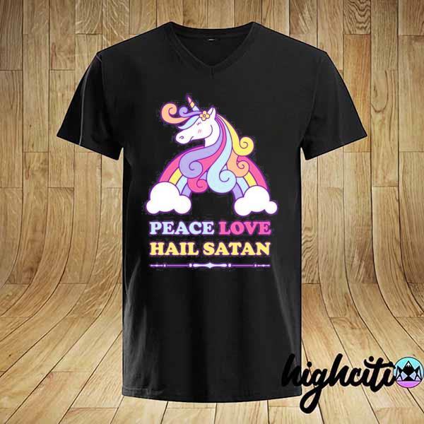 Peace Love Hail Satan Cute Unicorn Rainbow Pastel Shirt