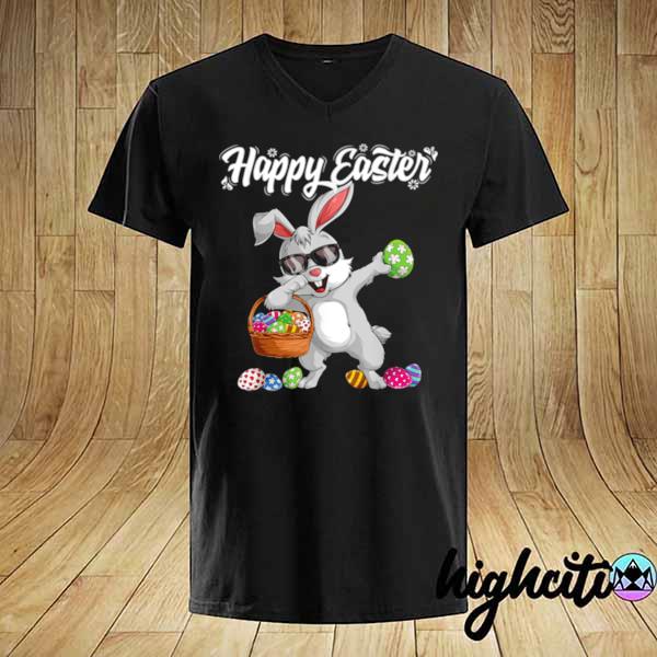 Rabbit dabbing happy easter shirt