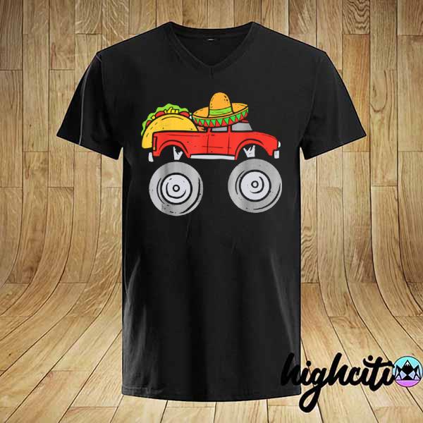 Taco Monster Truck Sombrero Cinco De Mayo Mexican Boys shirt