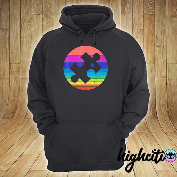 Vintage Retro Puzzle Heart Autism Awareness 2021 hoodie