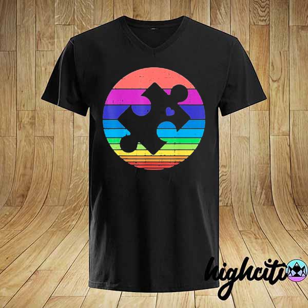 Vintage Retro Puzzle Heart Autism Awareness 2021 shirt