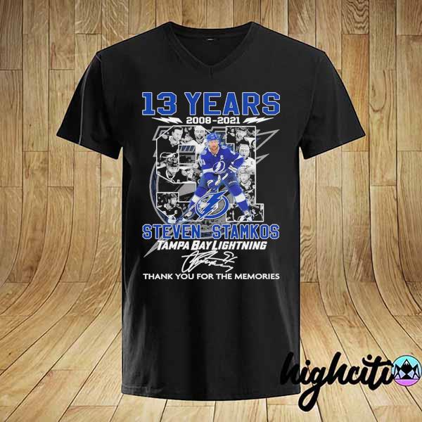 2021 13 years 2008 - 2021 steven stamkos tampa bay lightning signatures thank you for the memories shirt