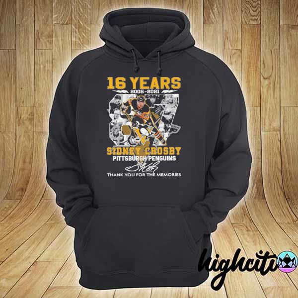 2021 16 years 2005 - 2021 sidney crosby pittsburgh penguins signature thank you for the memories hoodie