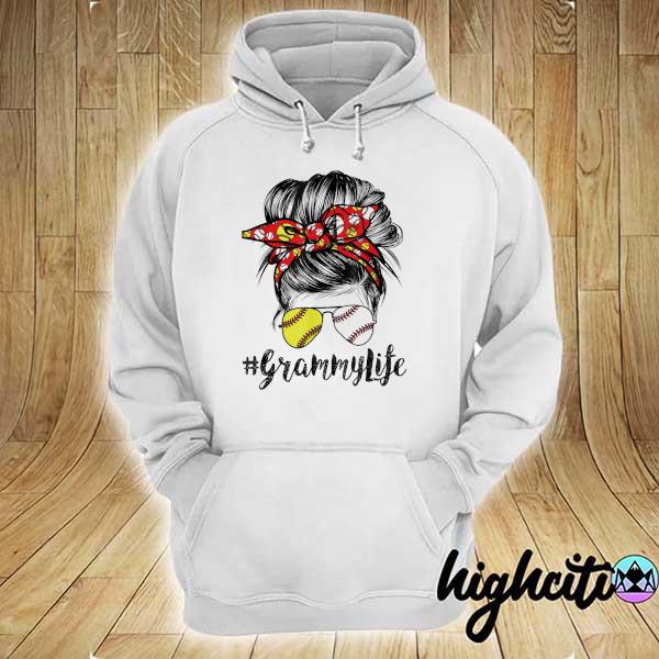 Grammy life messy bun hair softball baseball mothers day s hoodie