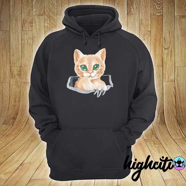 Kitten Torn Cloth Cat In the Pocket Cat Owner hoodie