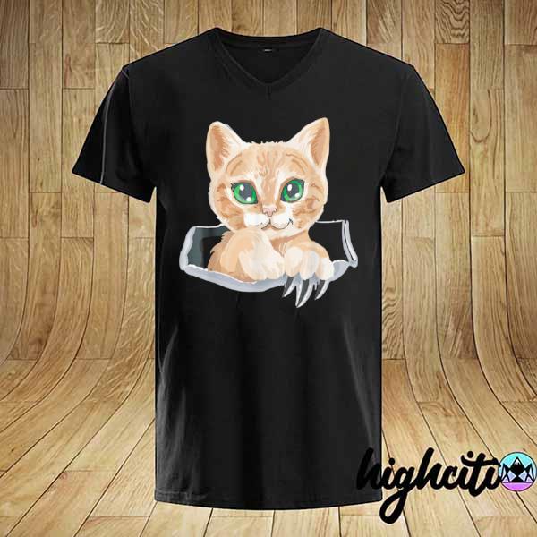 Kitten Torn Cloth Cat In the Pocket Cat Owner shirt