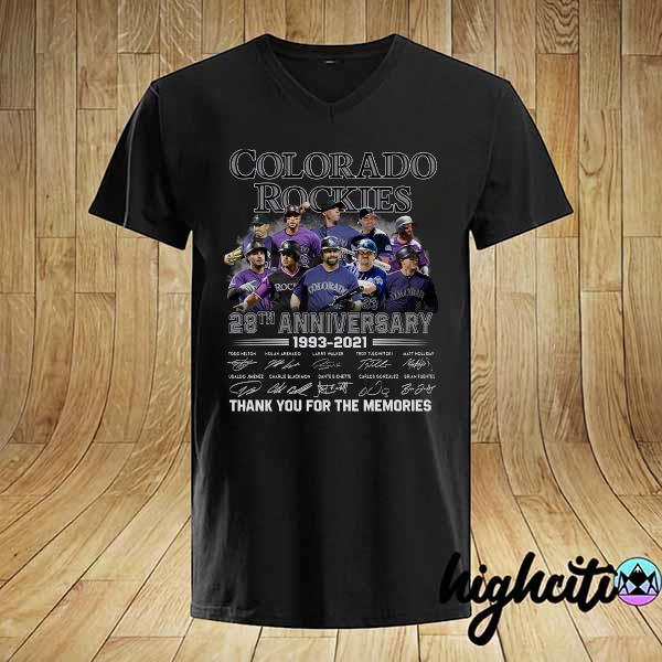 Nice colorado rockies 28th anniversary 1993 2021 thank you for the memories signatures shirt