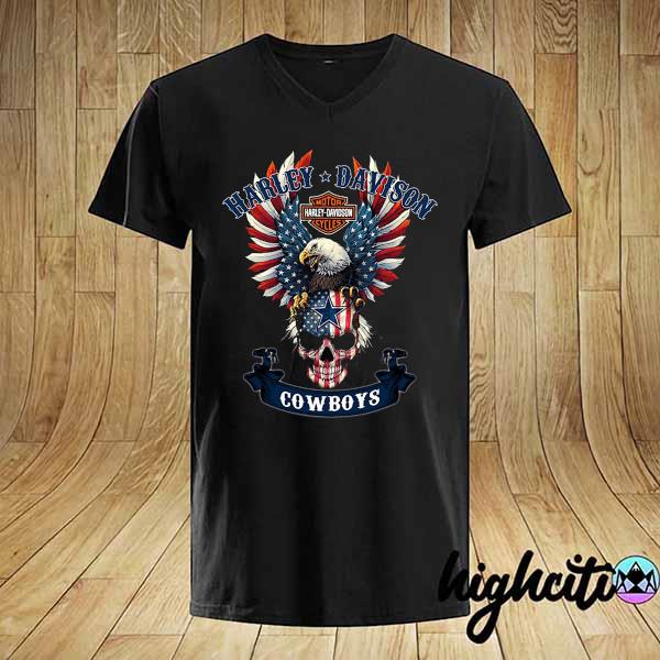 Nice eagle and skull american motor harley davidson cycles cowboys shirt