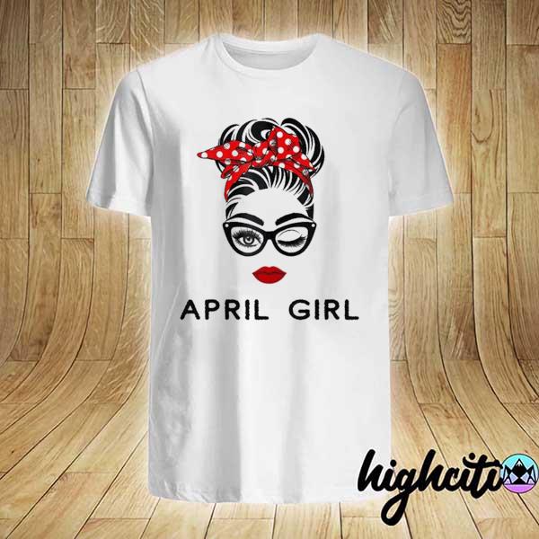 Official april girl wink eye woman face wink eyes lady shirt