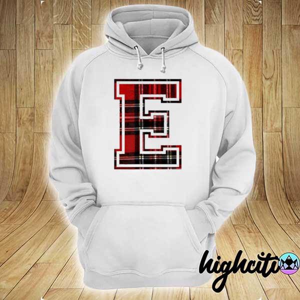 Official letter e first name monogram initial tartan print hoodie