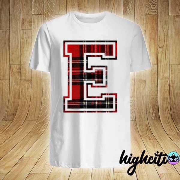 Official letter e first name monogram initial tartan print shirt