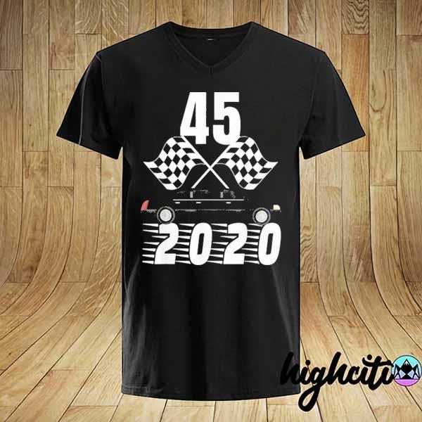 Trump limo checkered flag 2020 race shirt