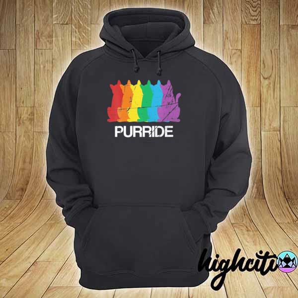 2021 womens gay pride cat purride lgbt awareness rainbow retro style hoodie
