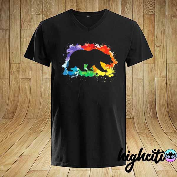 Mens LGBT paint splatters gay bear shirt