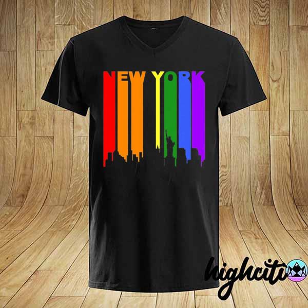 New york city lgbtq gay pride rainbow skyline shirt