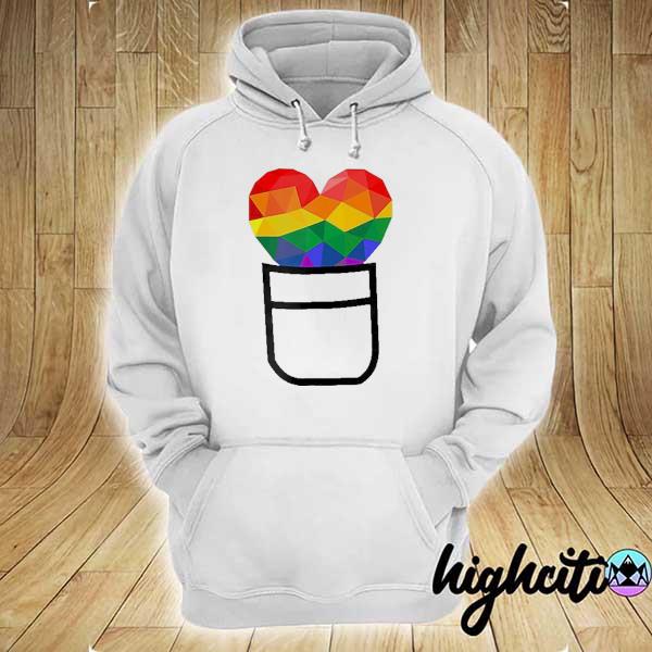 Pocket LGBT heart rainbow flag color design edition hoodie