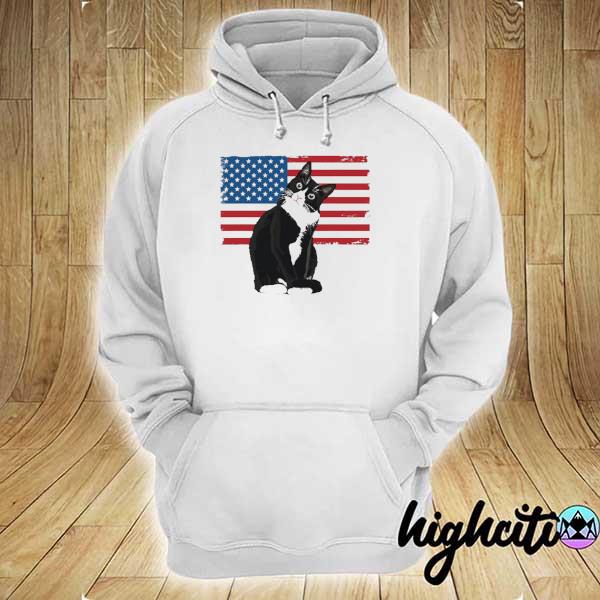 Tuxedo cat 4th of july patriotic gift adults kids hoodie