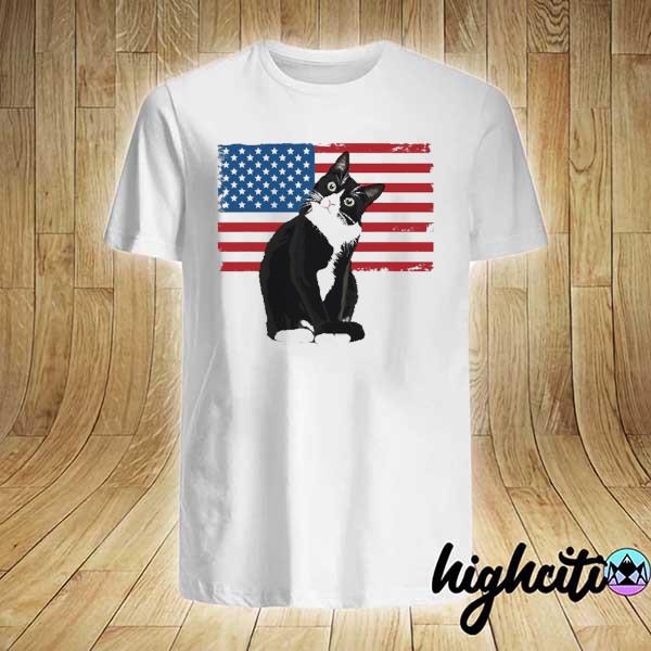 Tuxedo cat 4th of july patriotic gift adults kids shirt