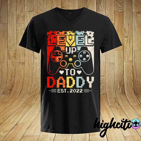 Mens leveled up to daddy est 2022 soon to be dad 2022 shirt