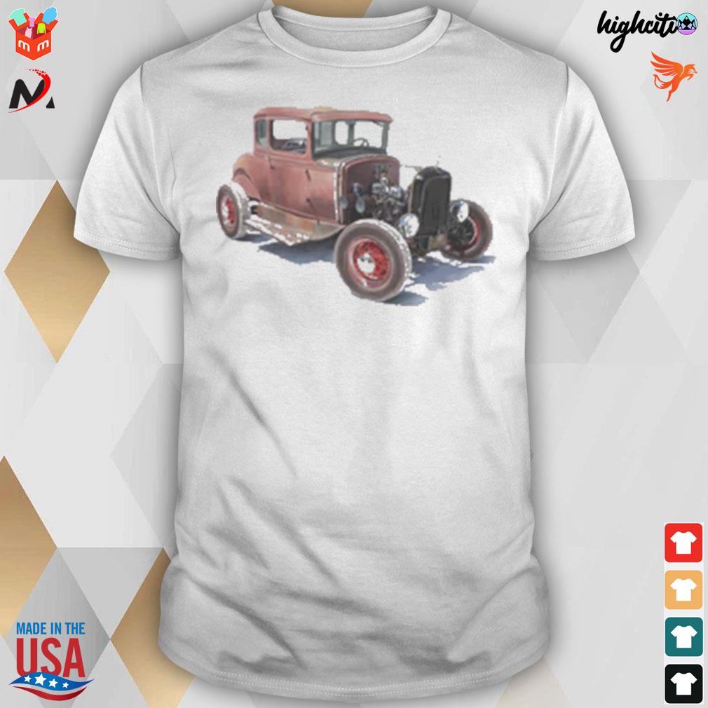 Hot rod on salt flat car t-shirt