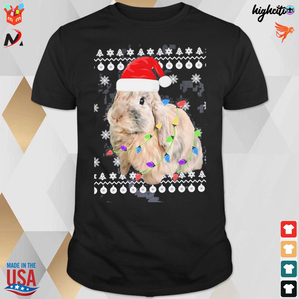 Bunny Christmas lights ugly sweater t-shirt