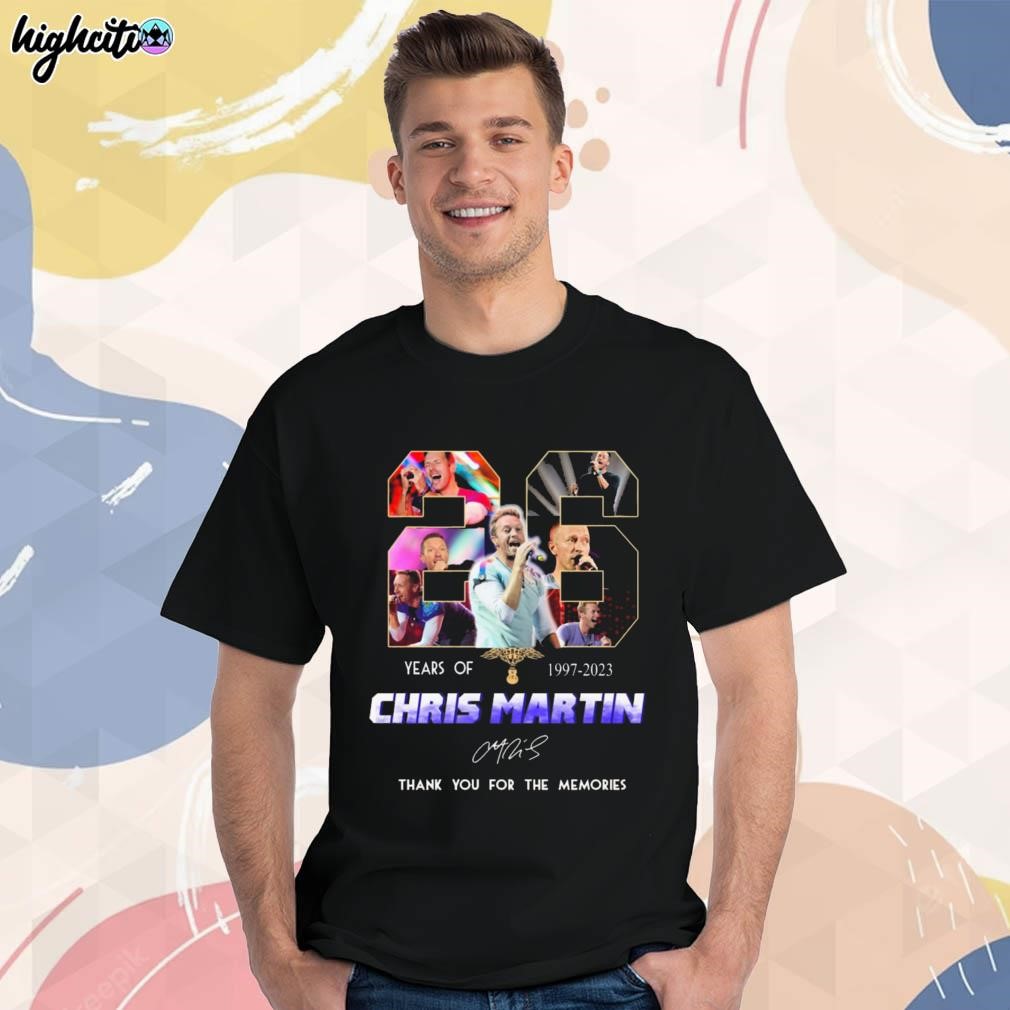 Official Chris Martin 26 years of 1997-2023 signature thank you for the memories photo design t-shirt