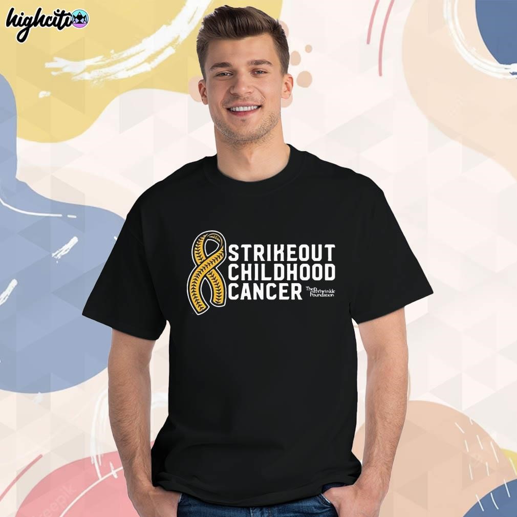 Official Apollohou strikeout childhood cancer text design t-shirt