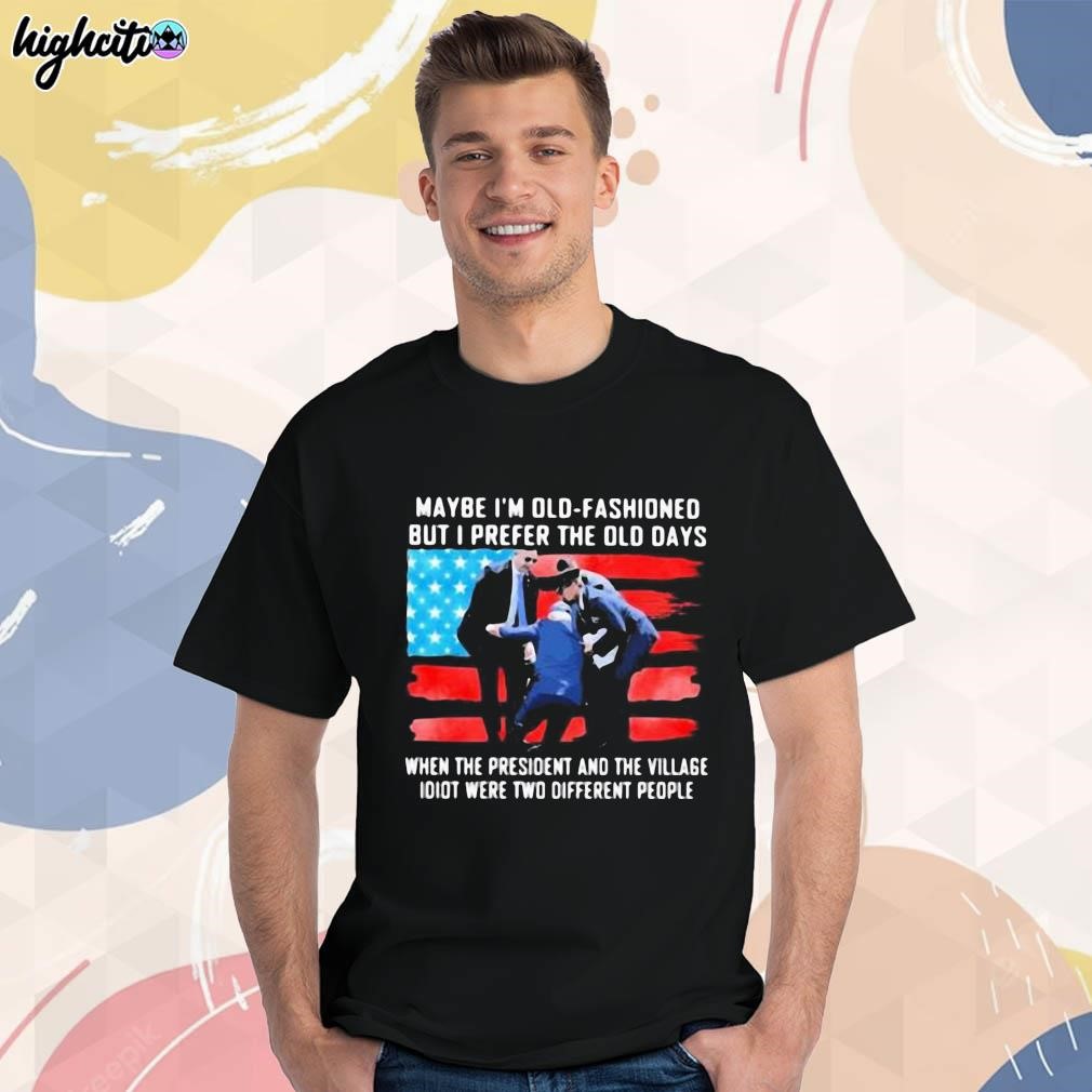 Official Biden maybe I'm old fashioned but I perfect the old days when the president and the village idiot were two different people photo design t-shirt